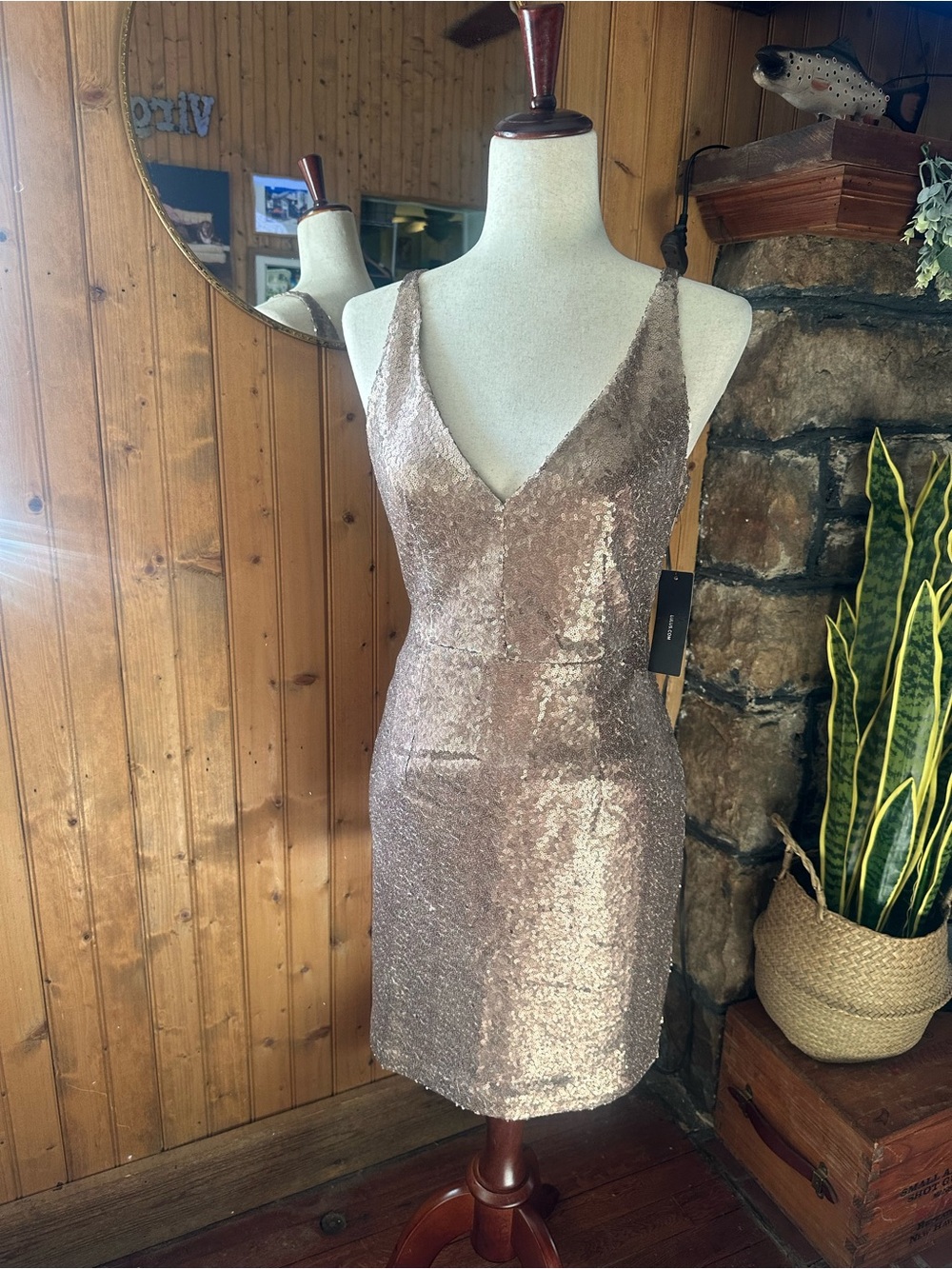 Lulu's Rose Gold Sequin Party Dress